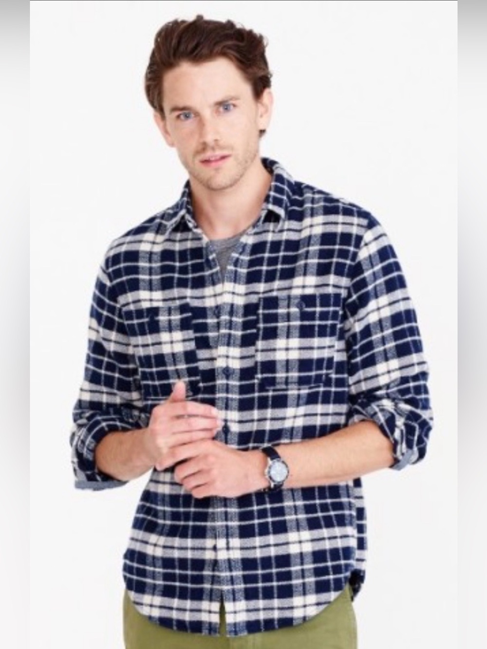 Wallace & Barnes Shirt Mens M  Plaid Flannel Button Up‎ Workwear